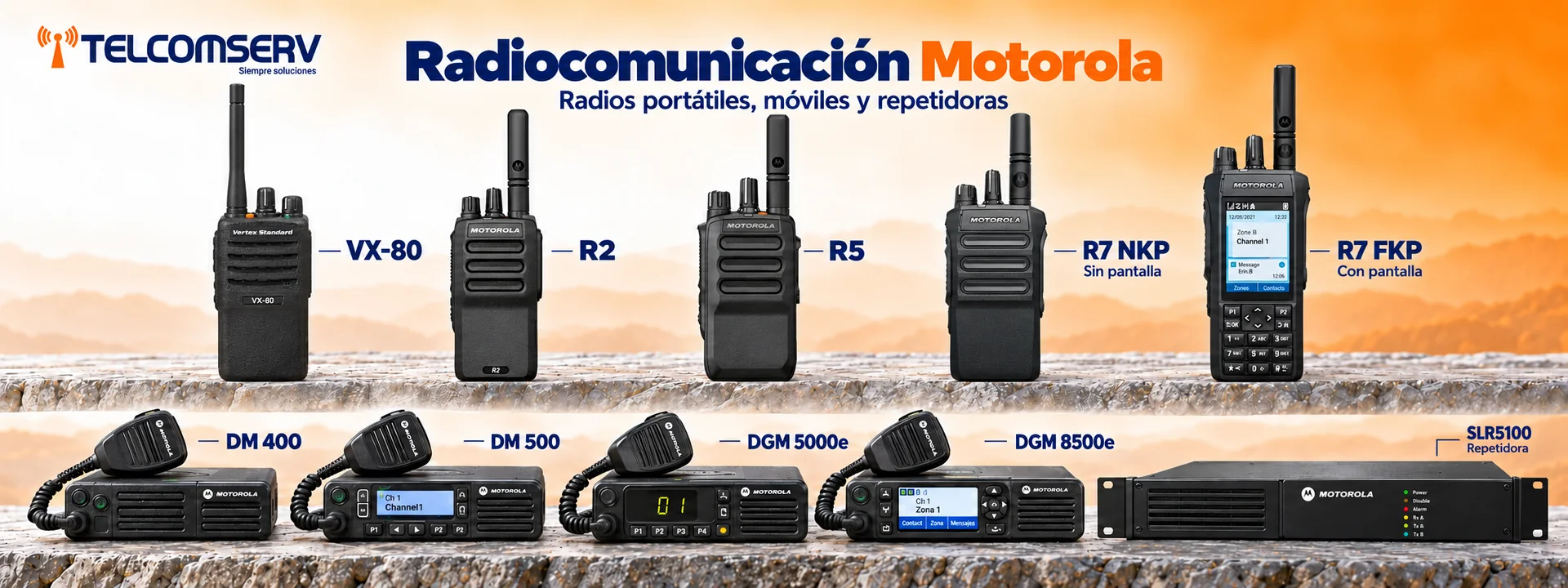 Radios portátiles, móviles y repetidoras Motorola